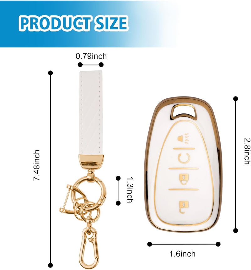 Rislobx Key Fob Cover Fit for Chevy Key, Car Key Case Protector for Volt Bolt Spark Equinox Traverse Trax (4 Buttons White) - Image 3